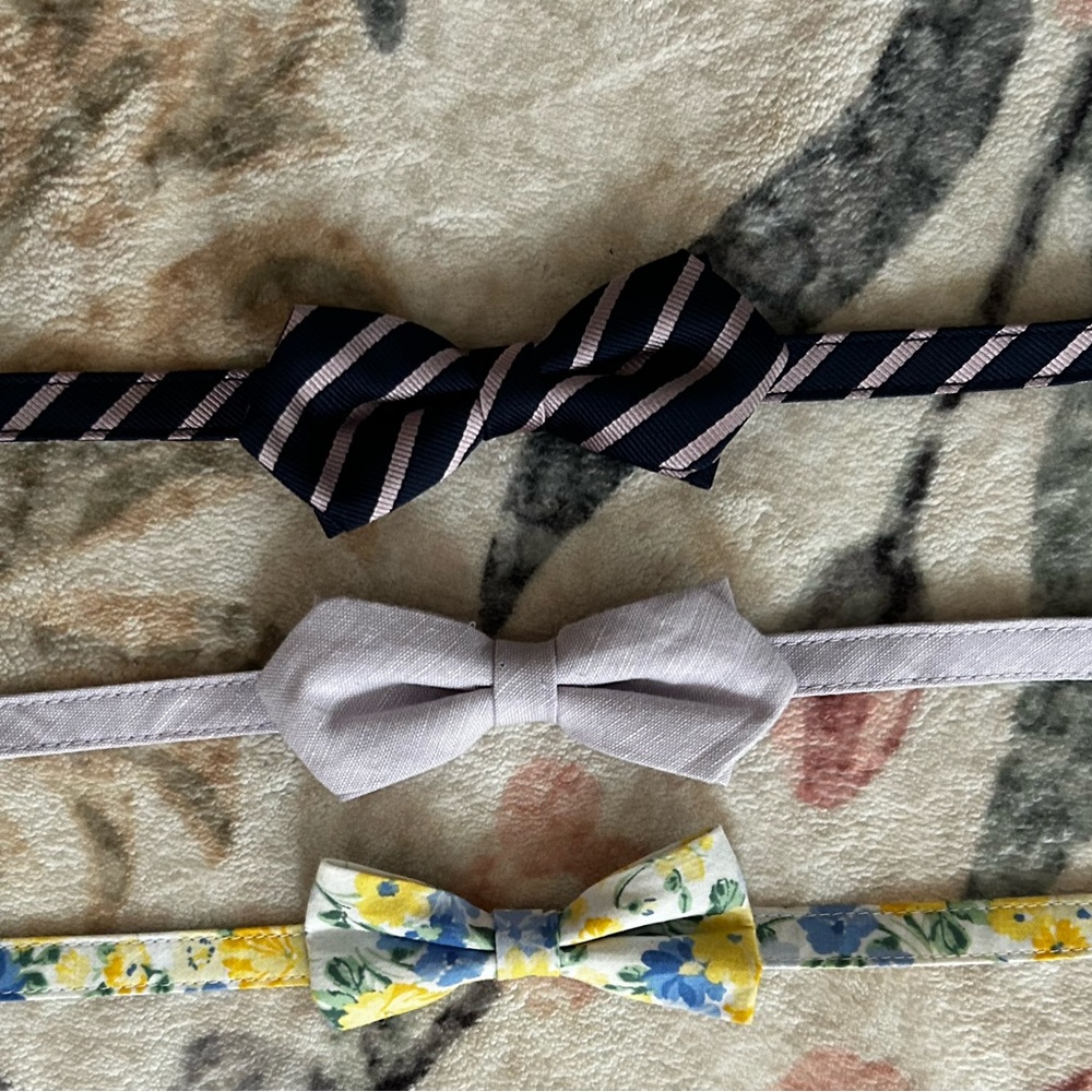 Kids Bow Tie Set - Navy Stripe, Lilac & Floral